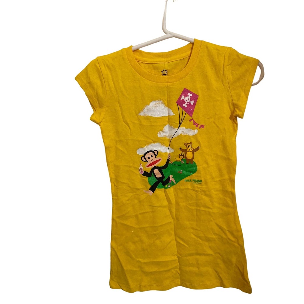 Y2K Vintage Paul Frank Youth L Yellow Pirate Kite Macys Yellow T-Shirt Monkey